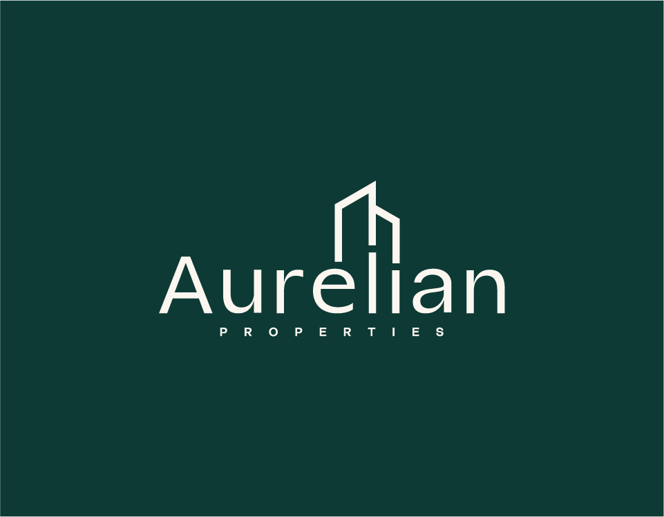 The Aurelian Properties logo displayed on a deep green background, expressing sophistication, exclusivity, and refined architectural living.