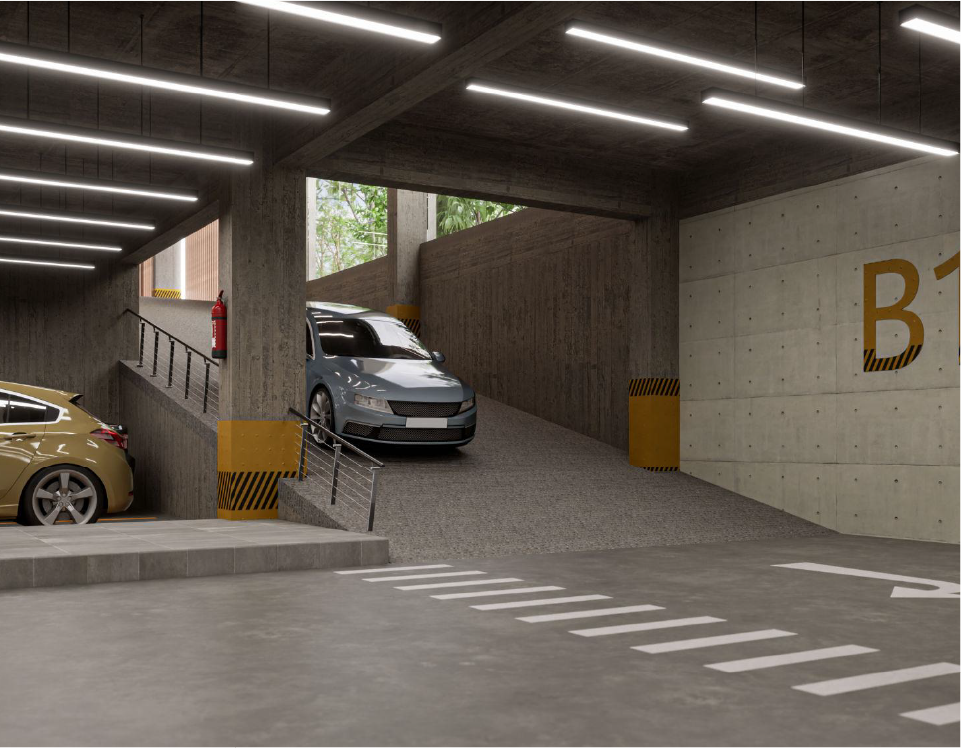 A secure underground parking facility at Aurelian Properties, designed to deliver convenience, safety, and a seamless luxury living experience.