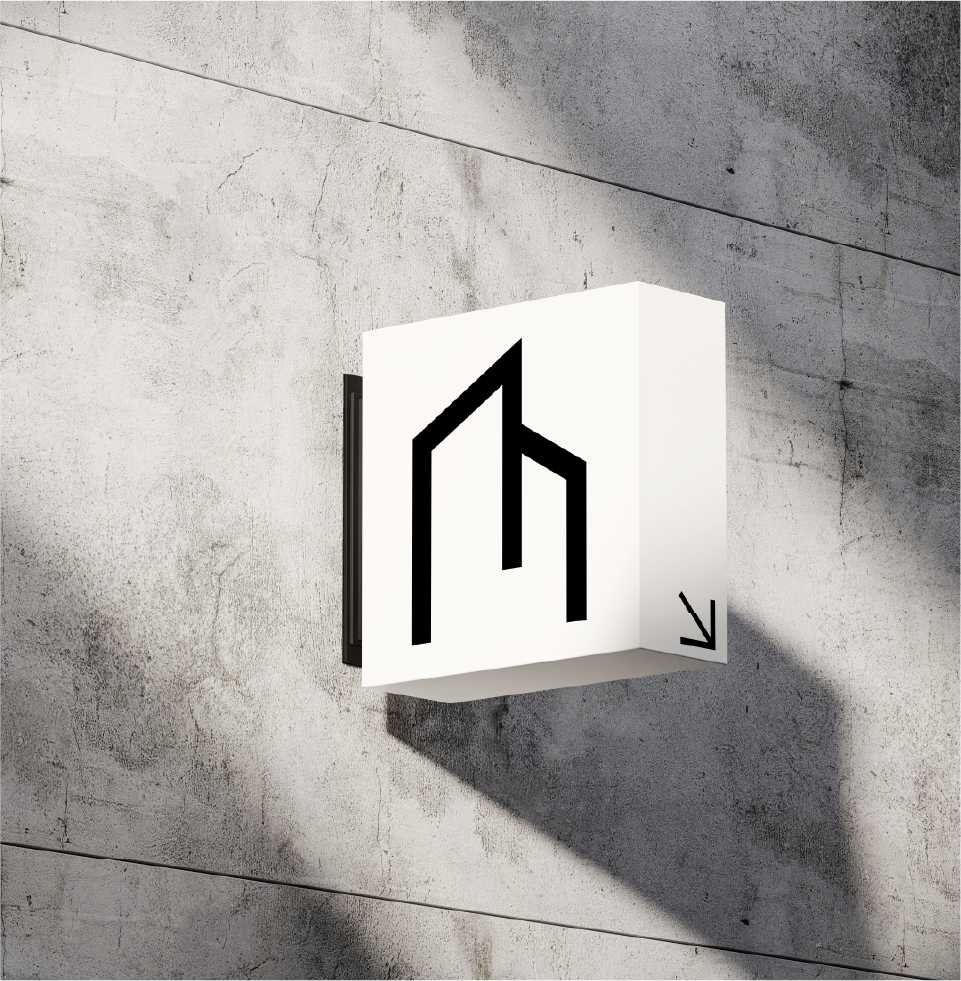 Aurelian Properties wall-mounted logo sign mockup showcasing luxury property branding, premium architectural signage, and elegant brand identity.